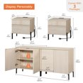 thumbnail image 2 of 4 Pcs Bedroom Set，Wooden Dresser and Nightstand Sets for Bedroom, Reeded Dresser Set with Adjustable Shelves, Night Stand of 2 with Charging Station, 2 of 13
