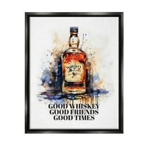 Stupell Industries Good Whiskey & Friends Food & Beverage Painting Black Floater Framed Art Print Wall Art, 25 x 31