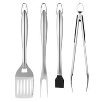 VEVOR Grilling Accessories, 4PCS BBQ Grill Tool Set, Heavy Duty Stainless Steel Barbecue Tools, Kitchen Utensils with Tong, Spatula, Fork, Brush, for Outdoor Grills, Gift for Father Men Husband