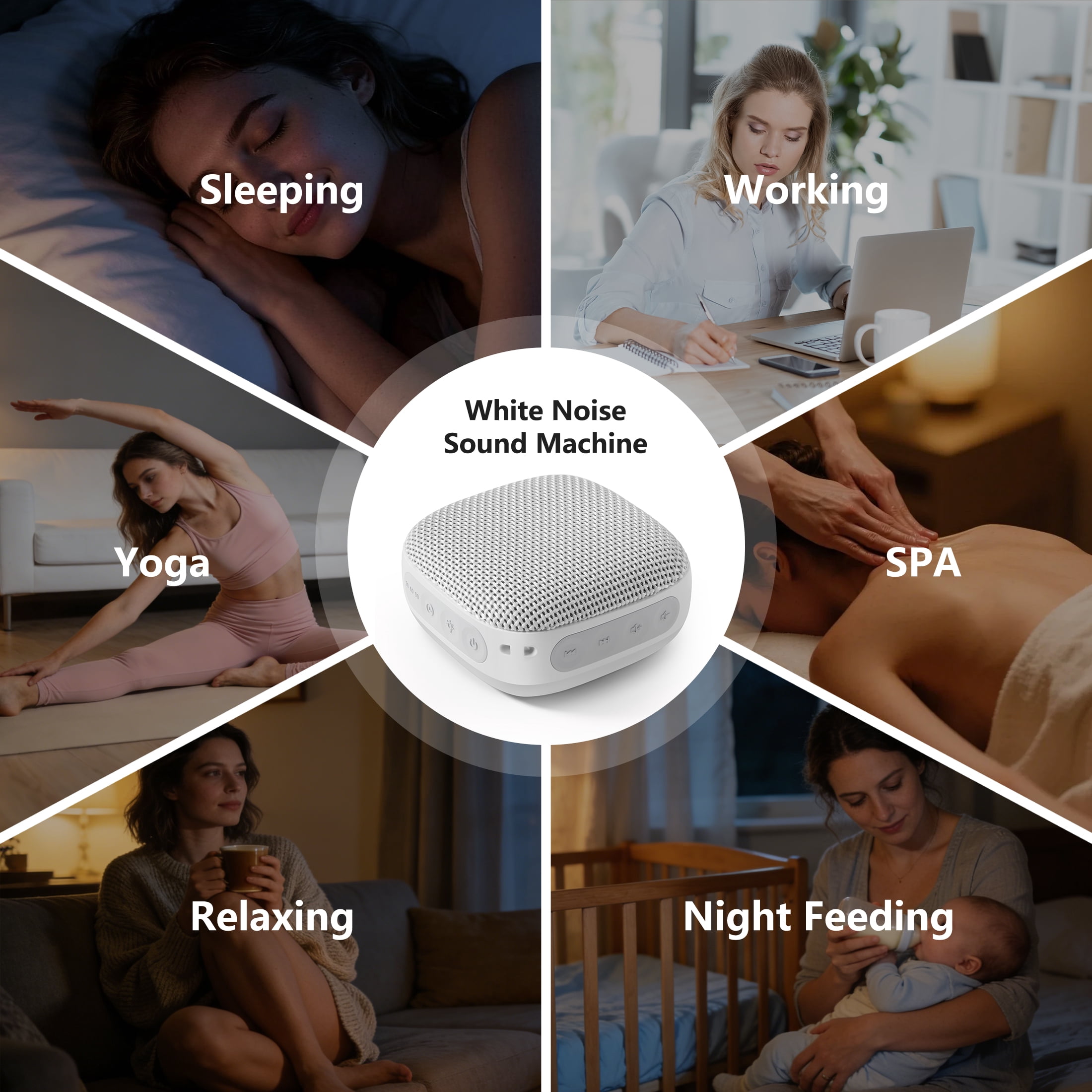 DTIRD White Noise Sound Machine,20 Soothing Noise Machine for Baby & Adults,Sleep Aid & Focus Therapy, Night Light, Timer, Memory & Headphone Compatible ,Ideal for Home, Office & Travel