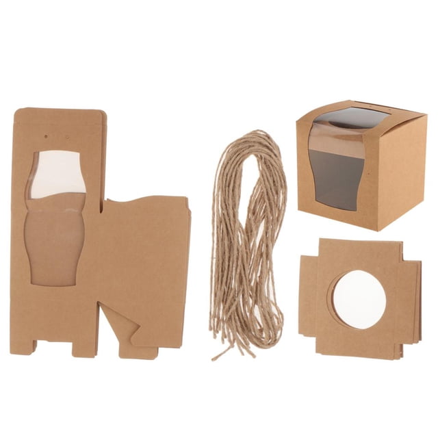 24 Pcs Cajas de Torta de Papel Kraft de Papel Suministro de Envoltorio preestablecer de