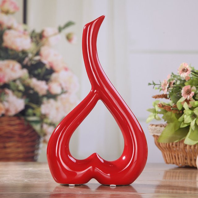 Adornos de decoración del hogar modernos, regalo de Jingdezhen, artesanías de cerámica, adornos para sala de estar, inserto de flores en forma de corazón