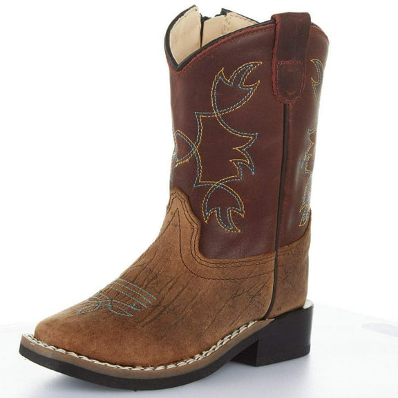 Old West Western Boots Boys Cushion Insole Leather Brown BSI1912