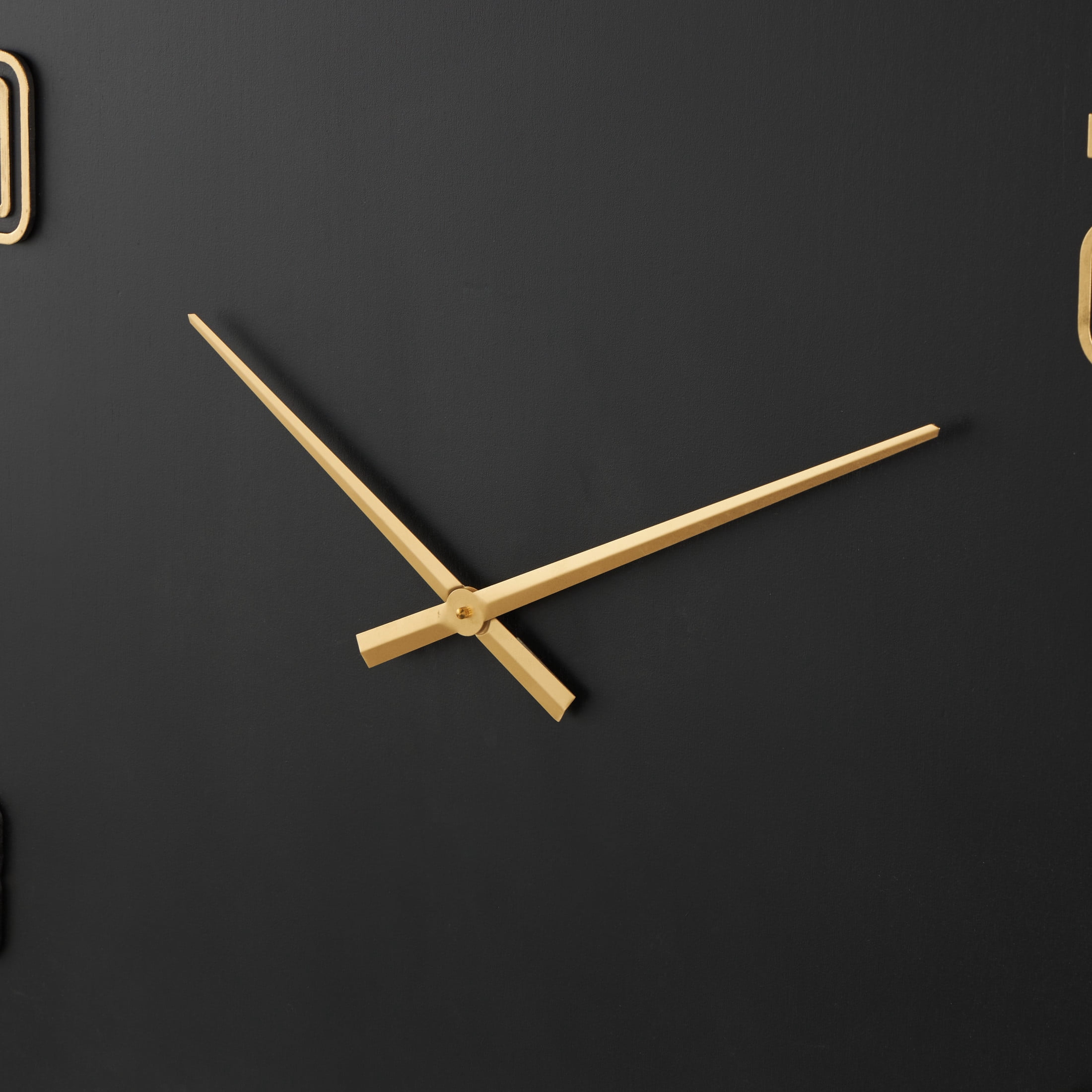 DecMode 47" Black Wood Large Wall Clock with Gold Hands and Numbers