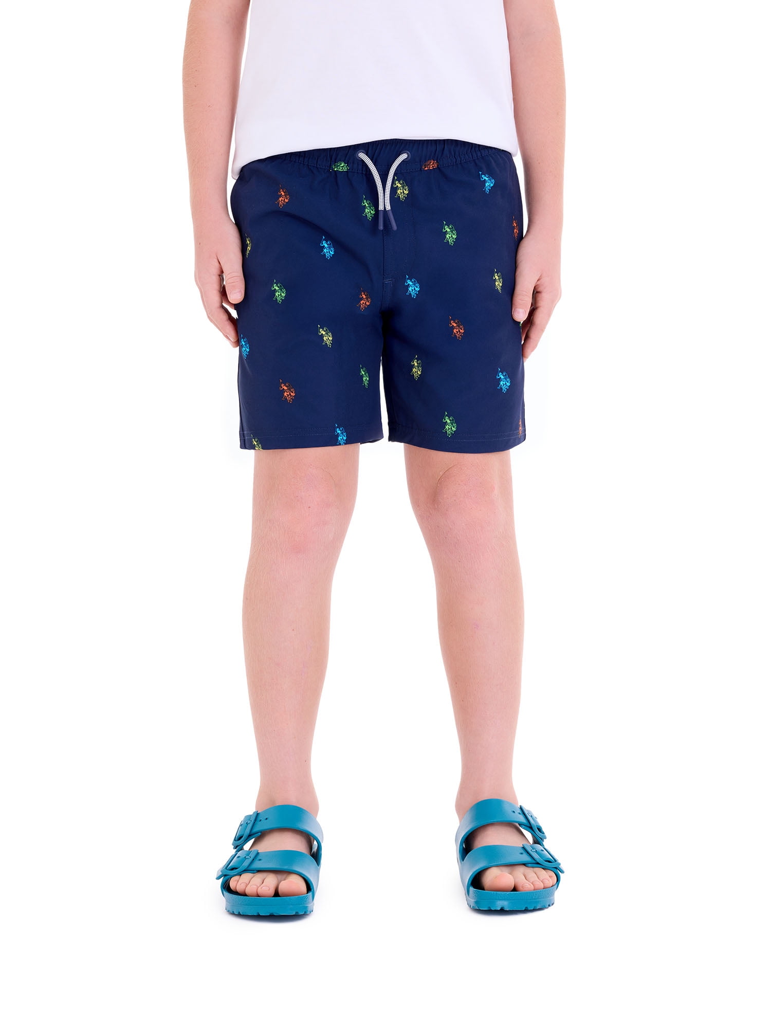 U.S. Polo Assn. Boys Logo Print Swim Short with Brief Liner, Sizes 4-18