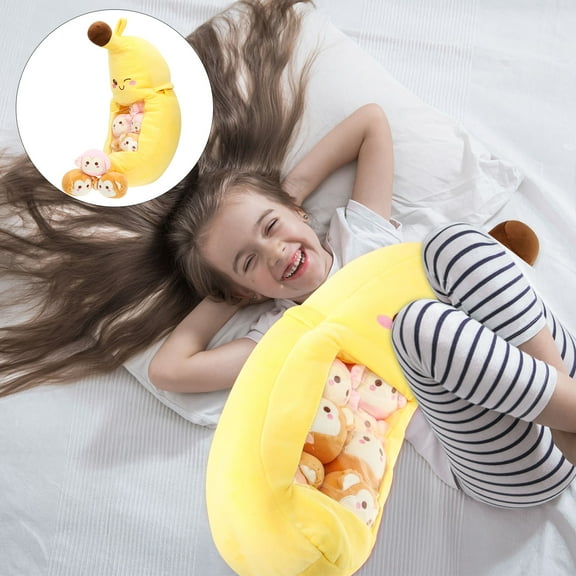 AURARMLET 1Set Soft Yellow Banana Plush Stuffed Pillow Decorative Plush Animal for Sofa