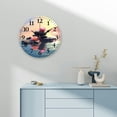 thumbnail image 4 of Creowell Round Wooden Wall Clock Flowers Rocks Water Print 10 Inch 10x10in, 4 of 8