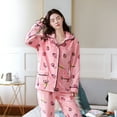 thumbnail image 2 of Pyjama en Molleton pour Femmes, Ensemble d'Hiver en Molleton Corail pour Femmes, Pyjama à Imprimé Fraises, Mignon, Tenue d'Intérieur, 2 of 9