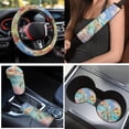 thumbnail image 3 of Yuyamidu Sea Turtle Car Seat Cover Set of 15 Hibiscus Car Carpet Mats Steering Wheel Cover Seat Belt Pad Cup Holder Auto Gear Shift Knob Cover Set, 3 of 6