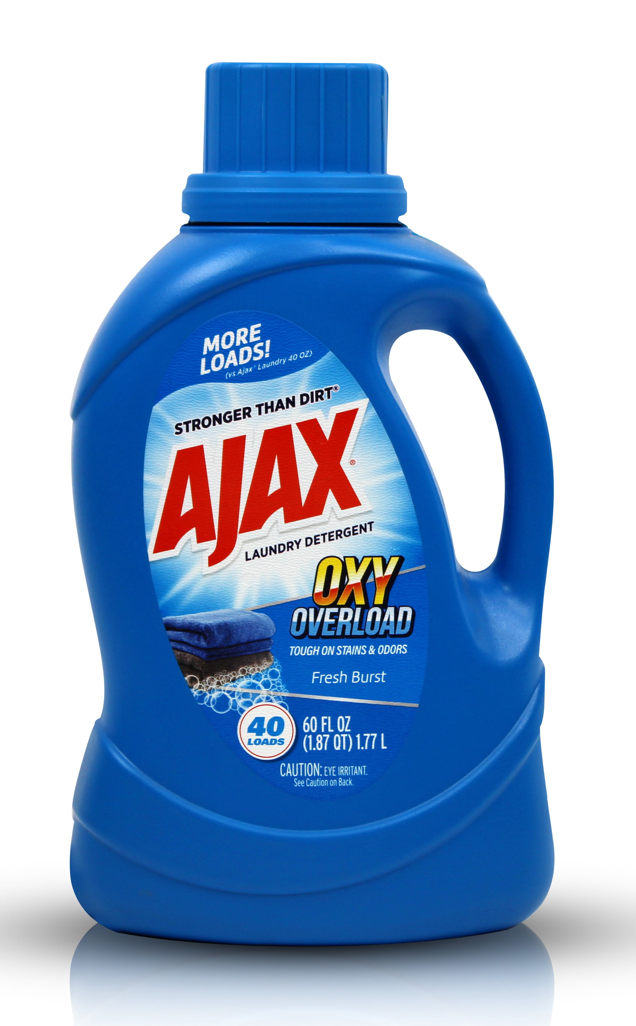 Ajax Oxy Overload Liquid Laundry Detergent, 60oz (Pack of 4) – Totally Awesome Cleaner with Deep Cleaning, Stain & Odor Removing power, HE Compatible, 160 Loads, Fresh Burst Scent