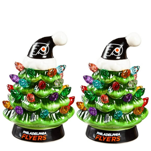 Philadelphia Flyers 2-Pack 4" Ceramic LED Christmas Tree Set