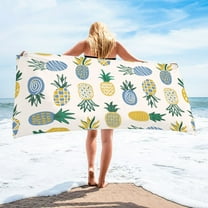 dinapents Giant 250g Microfiber Beach Towel 75x150cm - Absorbent Fast Drying Sand-Free Square Towel with Tropical Pineapple Design for Vacation