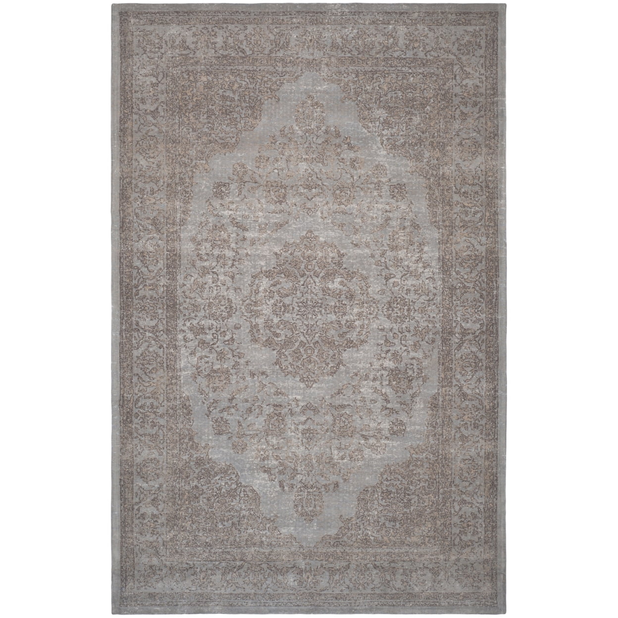 SAFAVIEH Classic Vintage Ivonette Overdyed Border Cotton Runner Rug, Grey, 2'4" x 4'8"