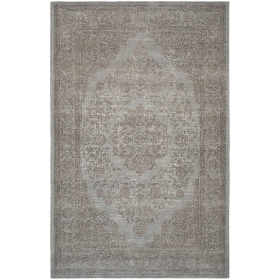 SAFAVIEH Classic Vintage Ivonette Overdyed Border Cotton Runner Rug, Grey, 2'4" x 4'8"