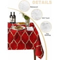 thumbnail image 2 of Red Geometric Table Cloth, Modern Morocco Abstract Art Waterproof Tablecloth for Rectangle Tables, Reusable Washable Fabric Table Cover for Restaurant Kitchen Dining Tables 60"x102", 2 of 6