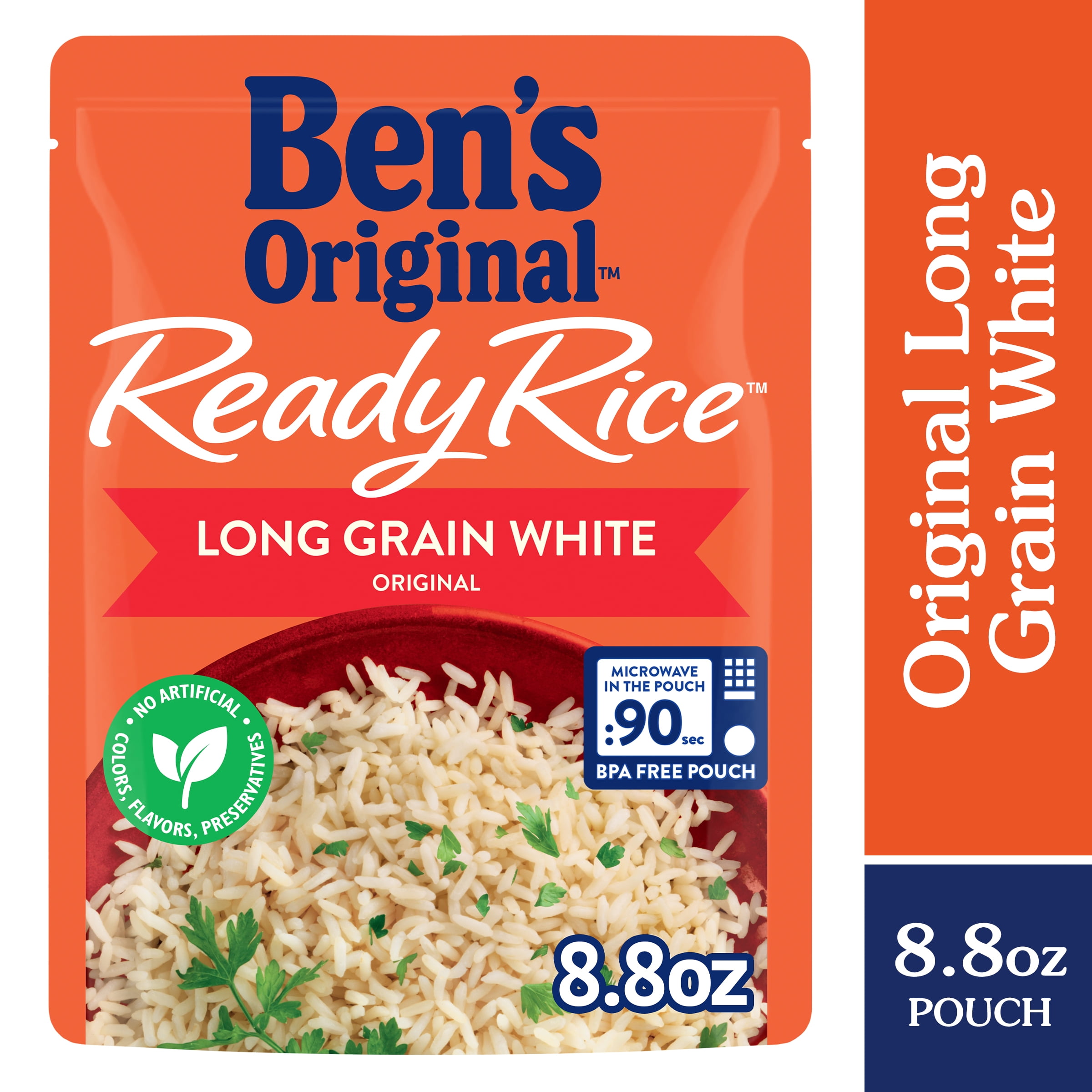 BEN'S ORIGINAL Ready Rice Original Long Grain White Rice, Easy Dinner Side, 8.8 OZ Pouch