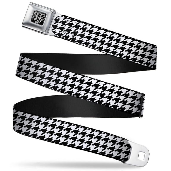 Buckle-Down Belt, Seatbelt Buckle Belt, Houndstooth Black White, 30 to 44 Inches