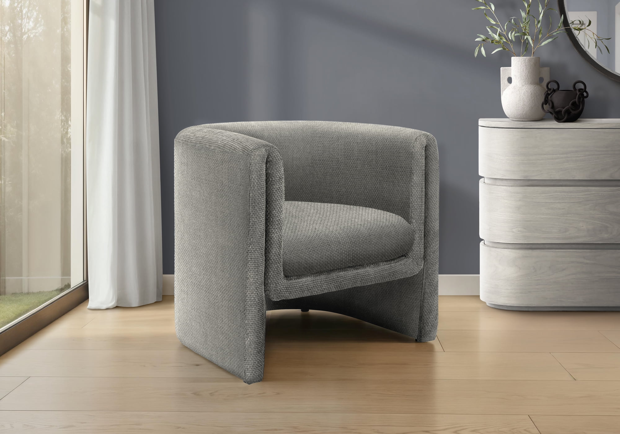Monarch 29"H Fabric Upholstered Accent Chair in Light Gray