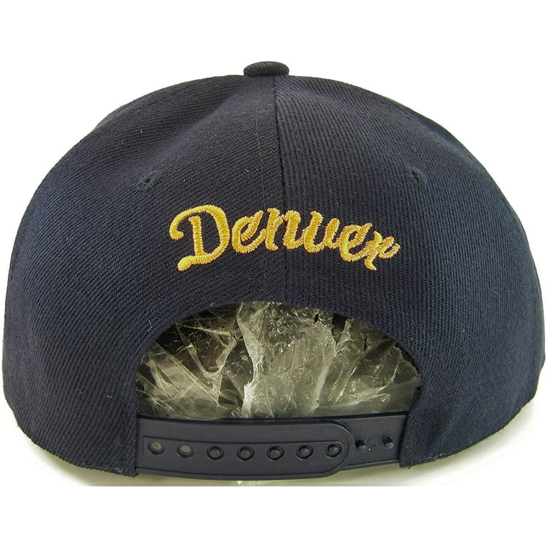 Denver Men\'s Offset Cursive Script Adjustable Snapback Baseball Cap (Navy)