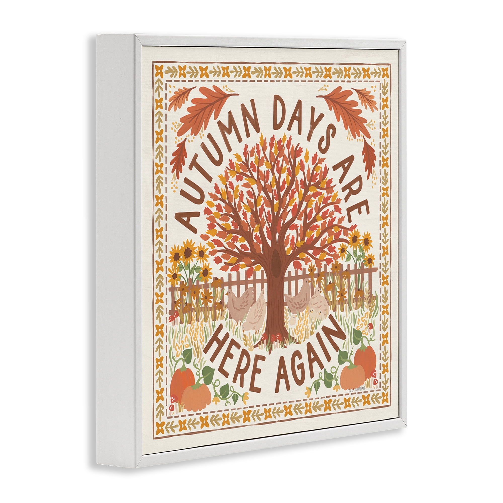 Stupell Industries Autumn Days Here Again Landscape Painting White Framed Art Print Wall Art, 24 x 24