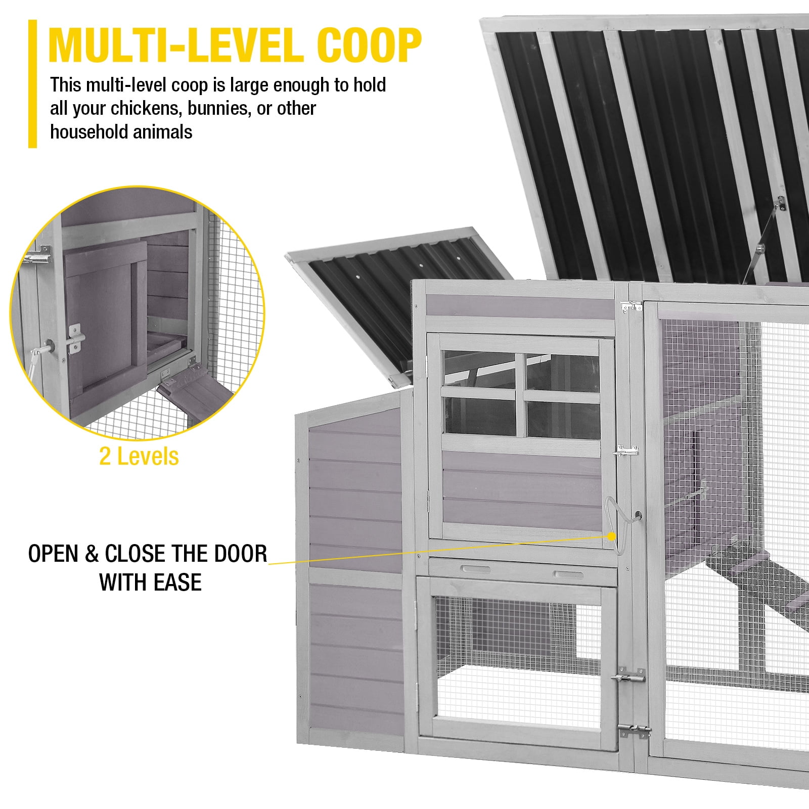 Aivituvin 78.4' Large Chicken Coop with Run & Nesting Box, Wood Poultry Cage Hen House with Slide Tray for 3-5 Chickens