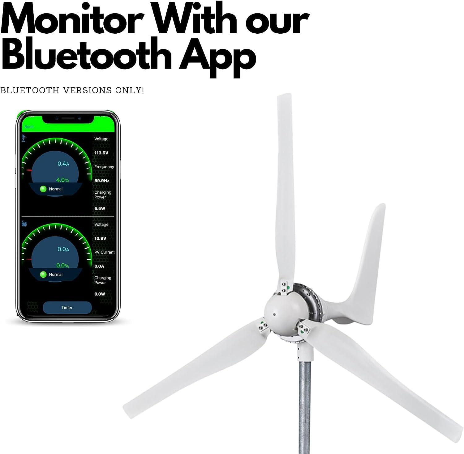 Automaxx Wind Turbine Generator Kit with Bluetooth Control, 33 lbs