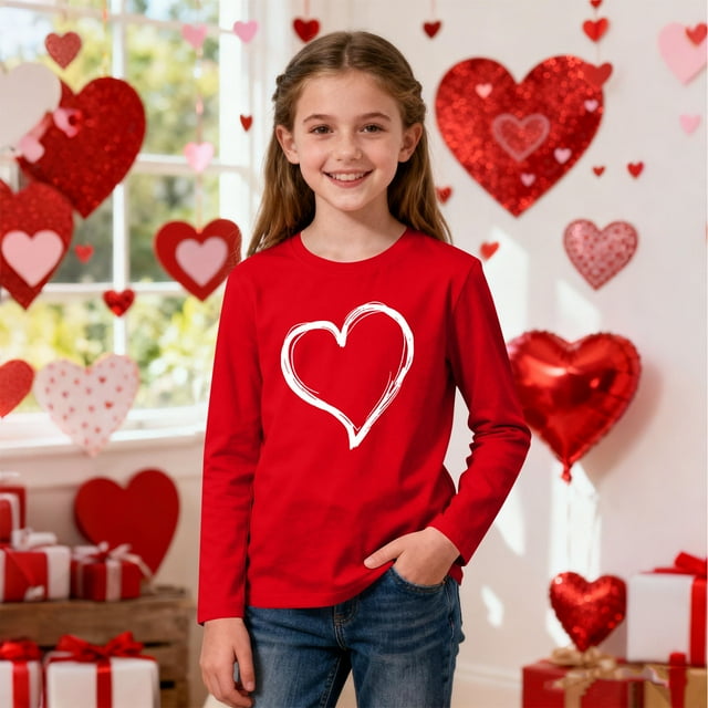 TaTaai Chemise à Manches Longues Col Rond Imprimée, Cadeau de la Saint-Valentin, Blouse Décontractée Habillée à Col Rond, Cadeau pour Toutes les Saisons