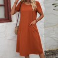 thumbnail image 1 of SMihono Robe d'Été Grande Taille pour Femmes 2023 à Manches Courtes, Couleur Unie, Coupe Ample, Robe T-shirt à Col Rond, 1 of 5