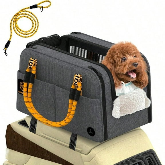 Center Console Dog Car Seat Enclosed Secure Armrest Booster Seat For Small Dogs Cats Up 12lbs SoftSided Travel Pet Carrier Safety Straps Removable Pillow Storage Pocket Shoulder Strap