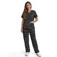 thumbnail image 3 of Yspwyqan Black Leopard Print Scrubs for Women Set, 2 Piece V-Neck Short Sleeve Scrub Top & Straight Leg Pants, Stretchy Breathable Lightweight Workwear with 6 Pockets for Nurse, Size S, 3 of 7