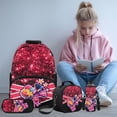 thumbnail image 2 of Bulopur Pink Glitter Cheer Bow Kids Backpack Set 4 Pcs Sparkly Girly Book Bag with Lunch Bag, Pencil Case and Water Bottle Cover for Cheerleading Girls Ages 6-12, 2 of 8