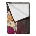 thumbnail image 2 of Day of the Dead Soft Flannel Fleece Blanket, Dia de Los Muertos Words Spanish Skull Dead Head Skeleton Vivid Print, Cozy Plush for Indoor and Outdoor Use, 60" x 80", Plum Red Cream, by Ambesonne, 2 of 5