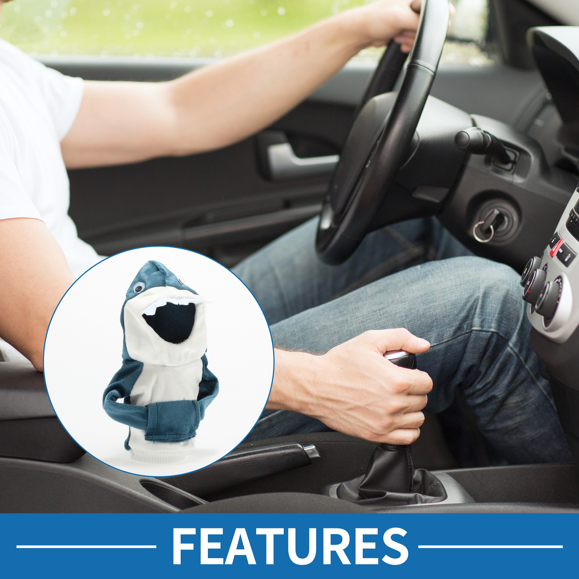 Unique Bargains Great Universal Shift Knob Cover Shark Pattern for Car RV SUV