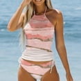 thumbnail image 2 of Akiihool Women Tummy Control Tankini Bathing Suit Ruffle High Waisted Swimsuit (Pink,XXL), 2 of 4