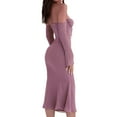 thumbnail image 4 of Women Elegant Off Shoulder Midi Dress Y2k Bodycon Long Dress Cocktail Party Summer Dress, 4 of 6