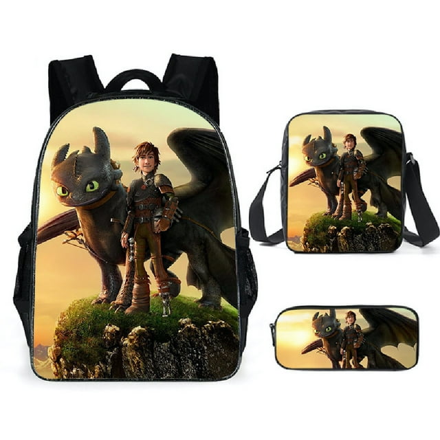 Juego de mochilas escolares sin dientes de 3 piezas con bolsa de hombro y funda para bolígrafos