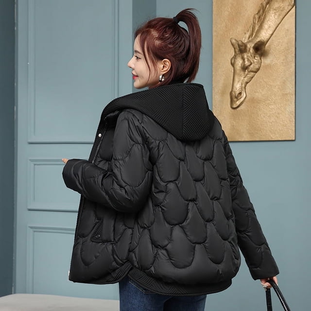 Falso dos piezas Lusi mismo estilo abajo ropa de algodón ropa de invierno para mujer estilo pequeño abrigo de pan suelto chaqueta