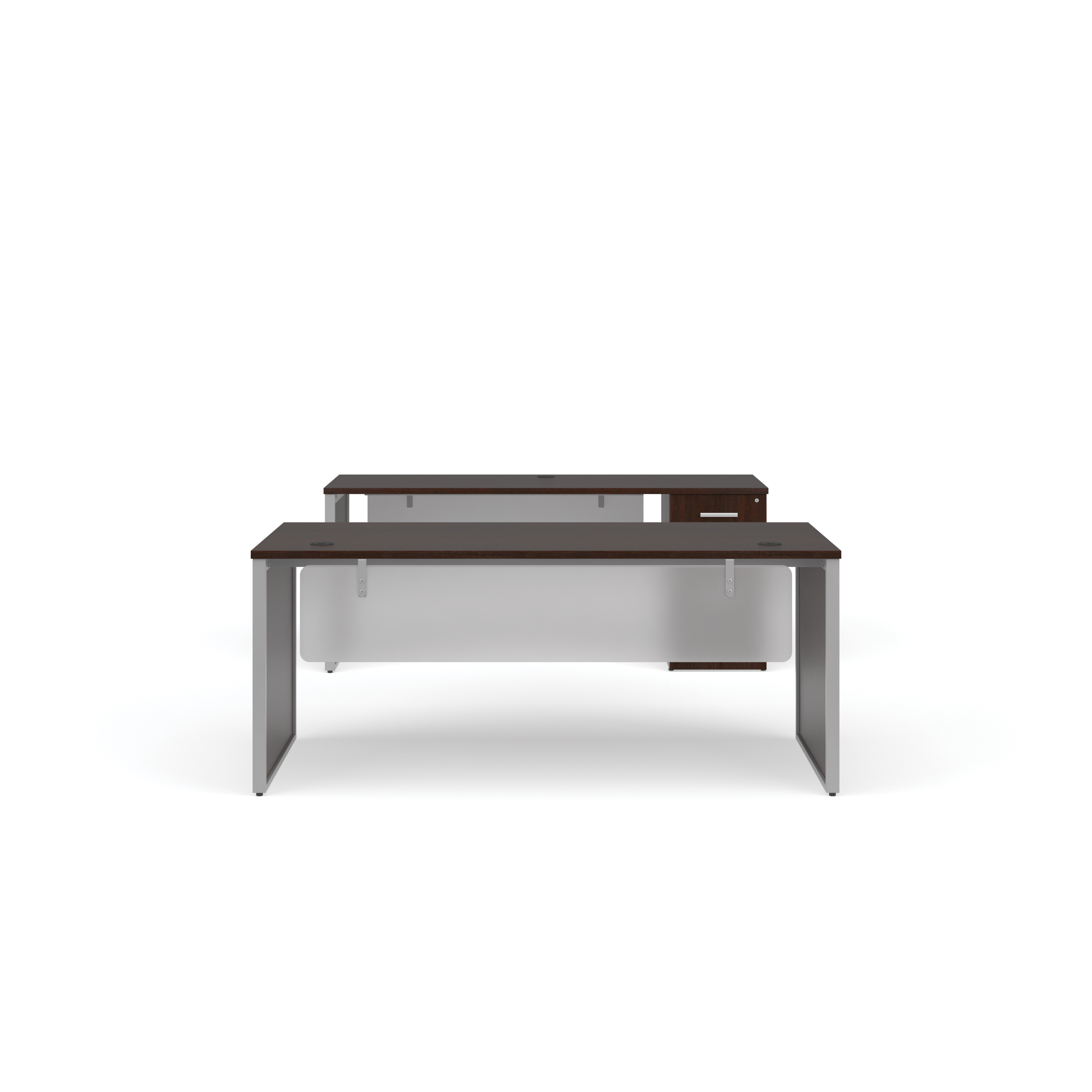 OFM Fulcrum Series Office Furniture Set, 72" Table Desk, 72" Credenza, Filing Cabinet, Modesty Panel, Leg Panels, in White
