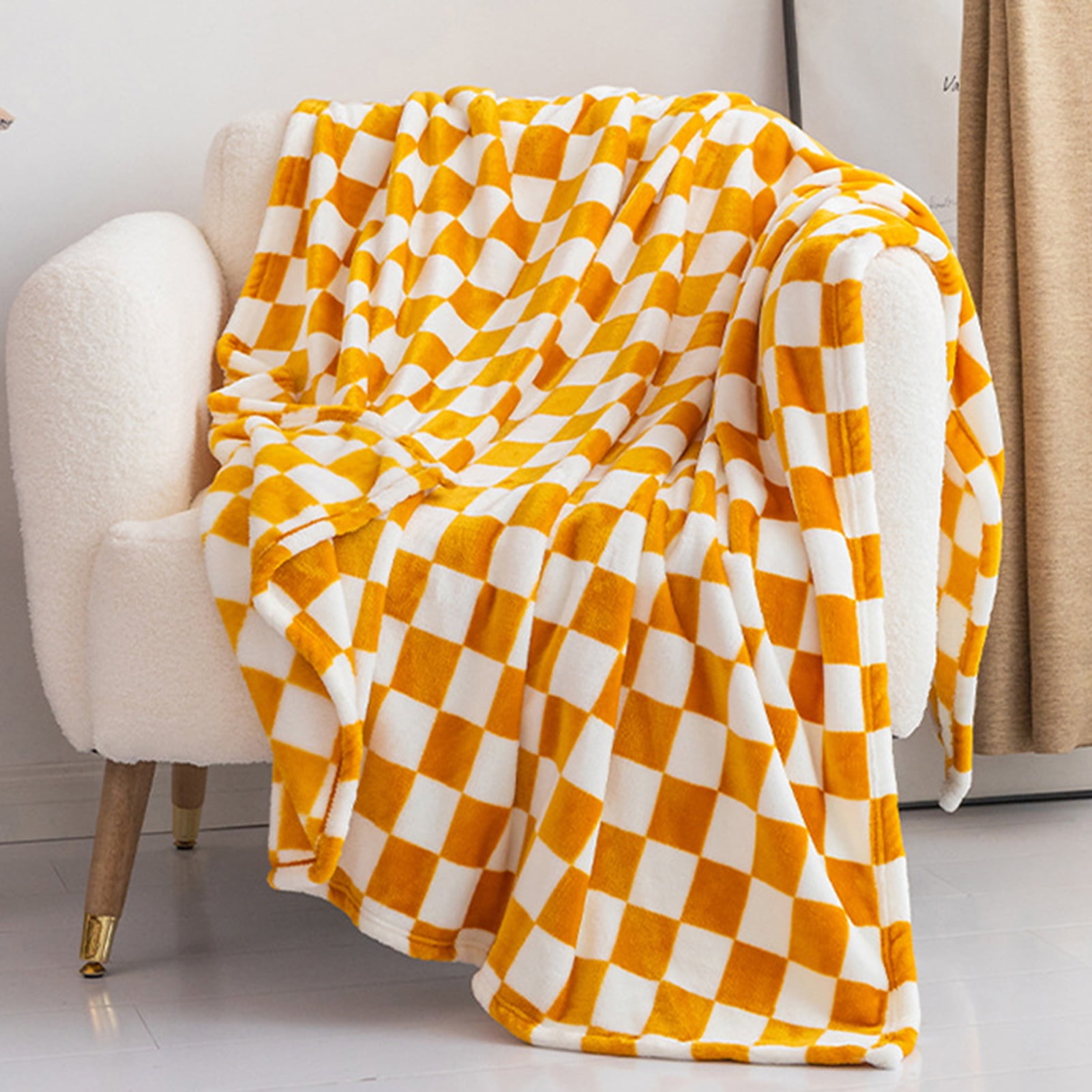 Flmtop Throw Blanket Checkerboard Design Coldproof Polyester Bedroom Bed Winter Warm Flannel Blanket Sleeping Cover for Daily Use Walmart