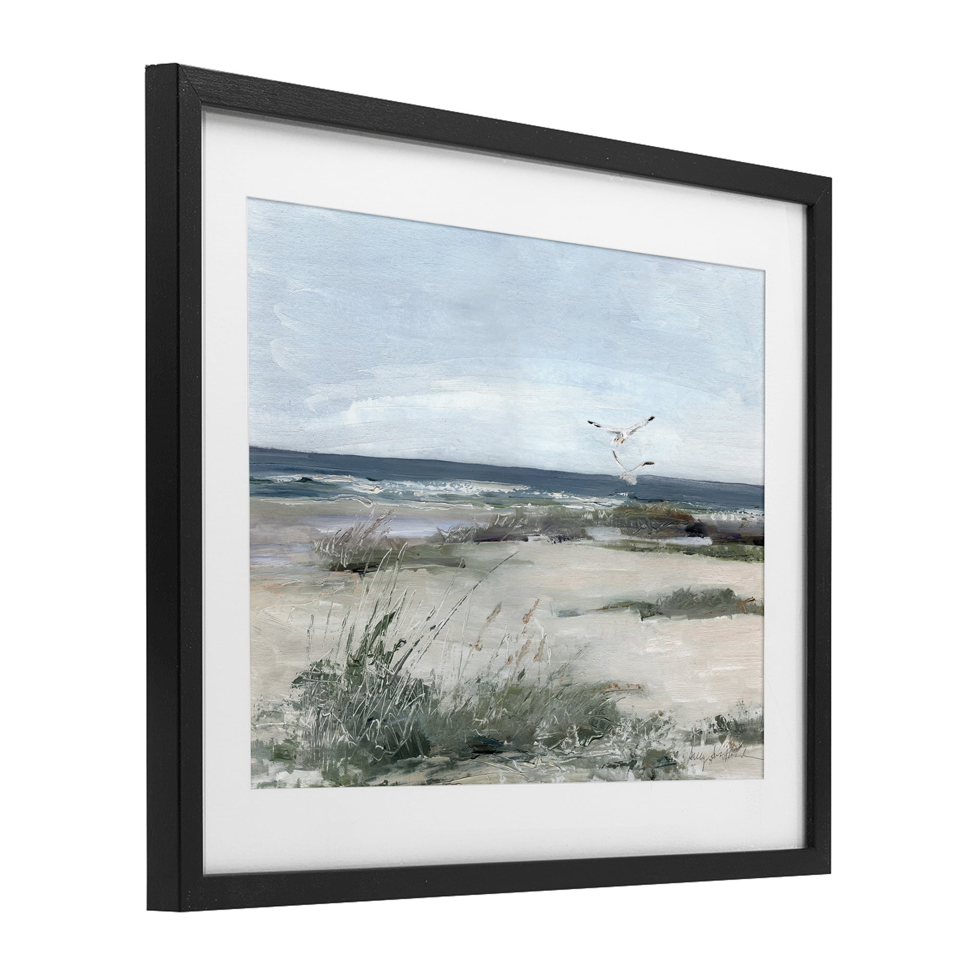 Stupell Industries Seagull Pair over Waves Black Framed Print Under Glass, design by Sally Swatland