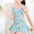 thumbnail image 3 of HIPYLO Girls Swimsuit Tummy Control One Piece Swim Dress Teen Girl Summer Sleeveless Boat Neck Bathing Suit with Bottom for Hoilday Beachwear, 3 of 7
