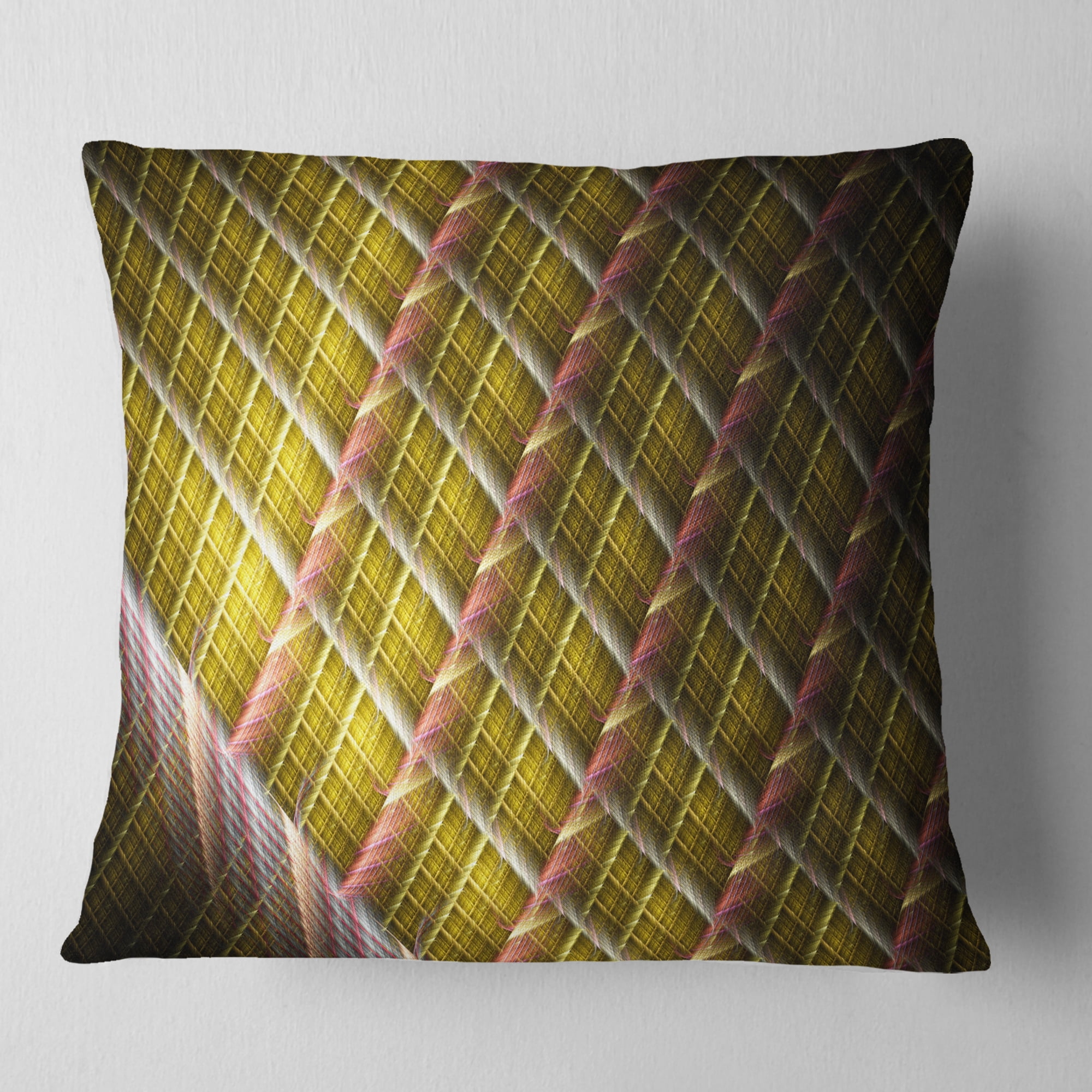 Designart Brown Metal Protective Grids - Abstract Throw Pillow - 16x16