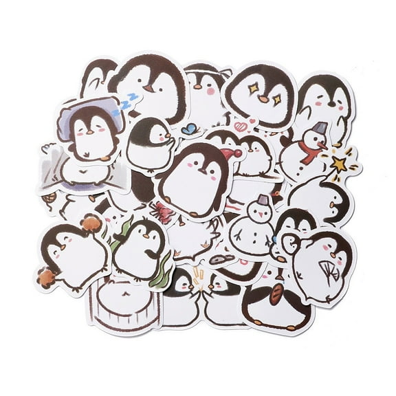 1 Bag Cartoon Penguin Paper Stickers Set Waterproof Adhesive Label Stickers for Water Bottles Laptop Luggage Cup Computer Mobile Phone Skateboard Guitar Stickers Decor White