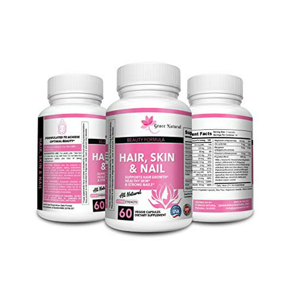 Extra Strength Hair Skin and Nails Vitamins Support Energy Metabolism,  Premium Formula Multivitamin Supplement, Full B-Complex Promotes Beautiful  Hair Skin and Strong Nails, All Natural, Made in USA 