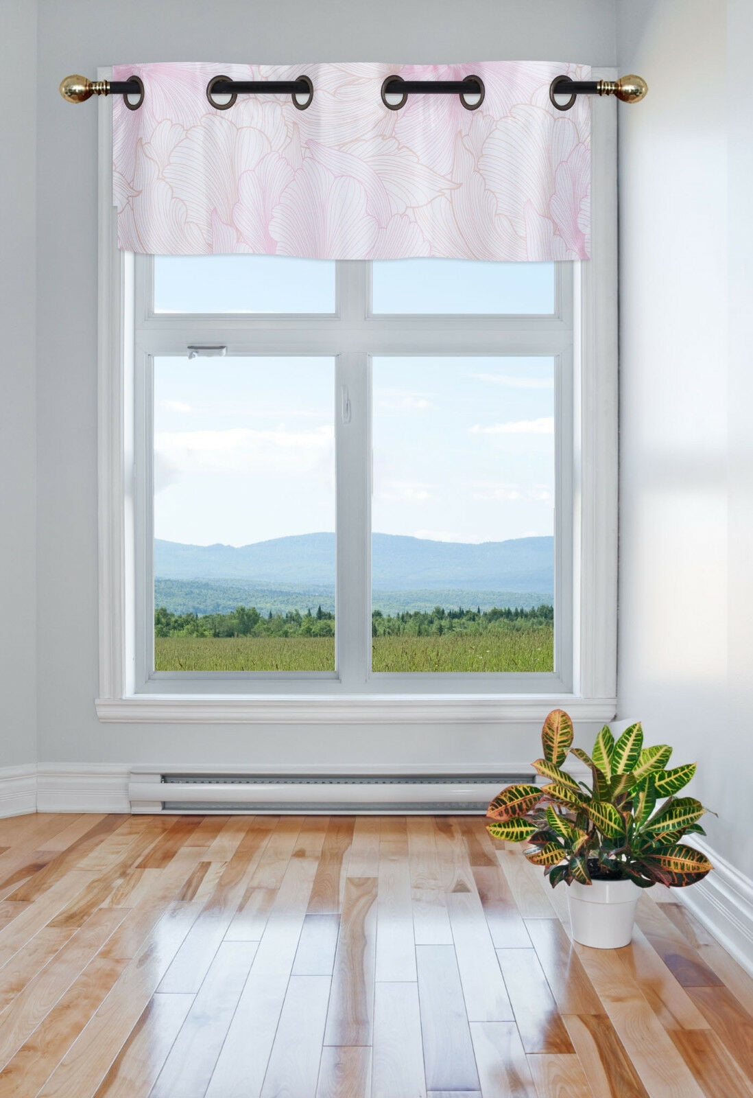 LUXURY VALANCE KITCHEN BATHROOM DÉCOR WINDOW BIG FLOWER FLORAL PINK