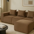 thumbnail image 4 of LiviNest Modular Sectional Sofa with Ottoman: Modern Corduroy Fabric All-Compressed Design - Reversible Layouts for Creative Studio Spaces & Small Apartments - Two Size Options 80.3" & 111.4" Brown U, 4 of 6