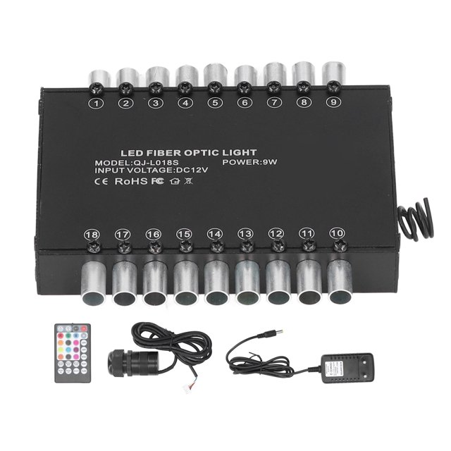 Luz LED de fibra óptica con Bluetooth, Control por aplicación remota, 18 agujeros, luz de techo de estrella de fibra óptica de un solo cabezal, enchufe europeo de 100-240V
