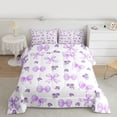 thumbnail image 2 of Feelyou Purple Bowknot Ribbon Queen Comforter Set, Romantic Floral Bedding Set, 3pcs, 2 of 8