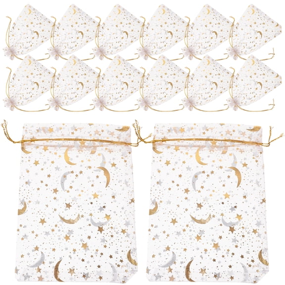 100 Pcs White Gift Bags Clear for Gifts Cosmetics Christmas Organizer Drawstring Goodie Candy Storage Bronzing