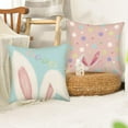 thumbnail image 5 of Happy Easter Pillow Covers 18x18 Inch Set of 4 Rabbit Bunny Egg Hunt Spring Farmhouse Decorative Throw Pillow Cases Blue Pink Cushion Cover for Kids Room Couch Home Decor, 5 of 6